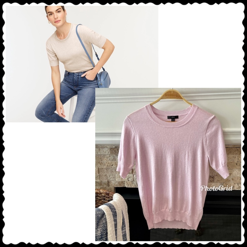 J. Crew Pink Silk Blend Sweater Short Sleeve Top S